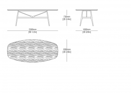 Wood table W.2300 mm