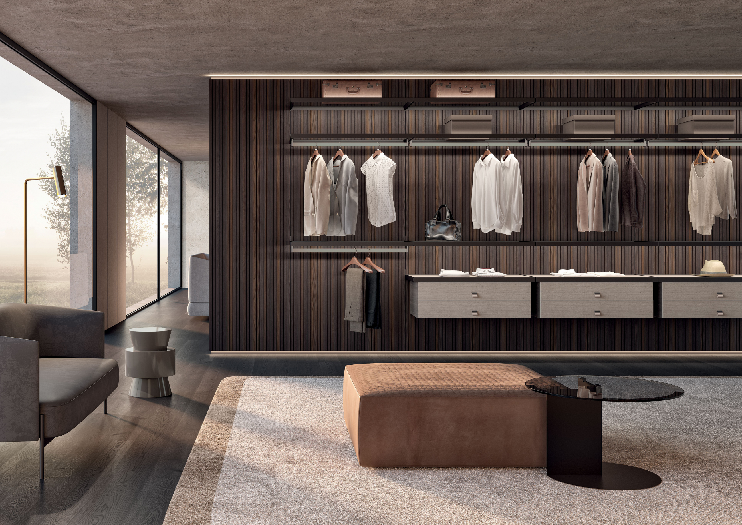 Modular walk-in wardrobe - PALO ALTO - MisuraEmme SpA - contemporary / glass  / lacquered aluminum